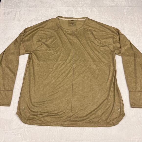 Nike Yoga Shirt Mens XXL Gold Dri Fit Performance Crew Neck Tee Stretch Casual - Picture 1 of 9